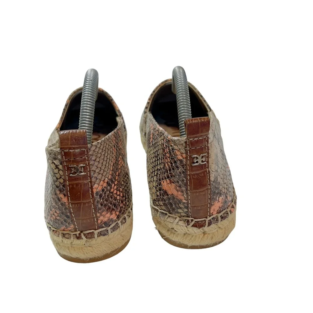 Sam Edelman Khloe Slip-On Snakeskin Mesa Nude Leather Espadrille Flats Size 10